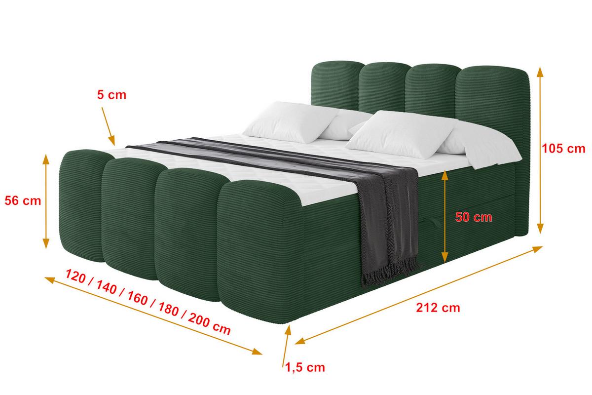 BOXBETT mit Matratze H4 - NINA-Z - 120x200 cm Grün - Waldgrün, Holzwerkstoff (120/200cm) - ALTDECOR