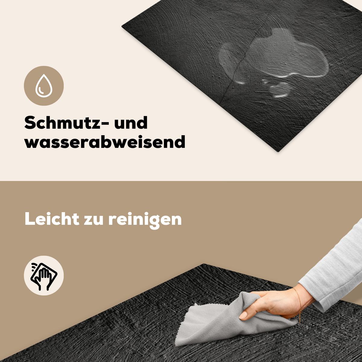 HERDABDECKPLATTE Beton - Schwarz - Industriell Herdabdeckung Induktionsfeld 65x52 cm - Anthrazit, Kunststoff (65/52/0.2cm) - MuchoWow