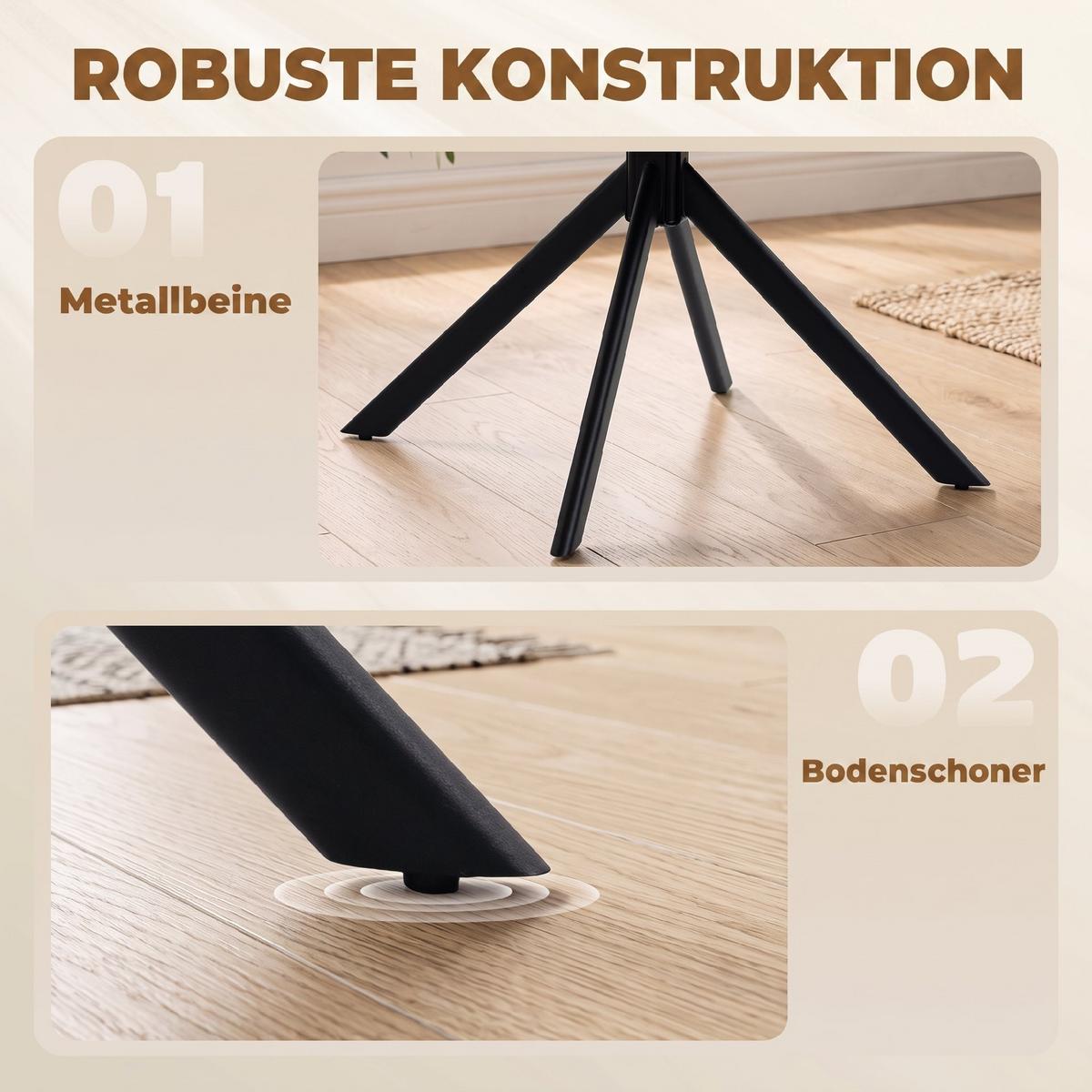 ESSZIMMERSTÜHLE 2er Set Polyester Metall Beige - Beige/Schwarz, Textil/Metall (55/82/60cm) - HOMCOM