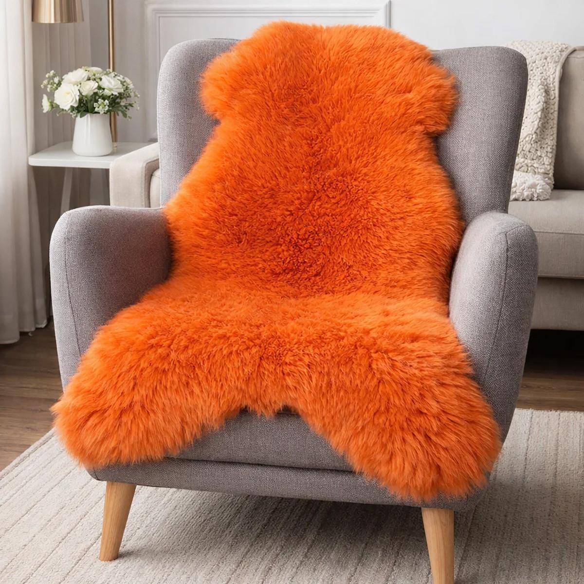 LAMMFELL Öko bunt gefärbt weich Fell Teppich Orange ca. 110 cm - Orange, Fell (60/110cm) - Provellus