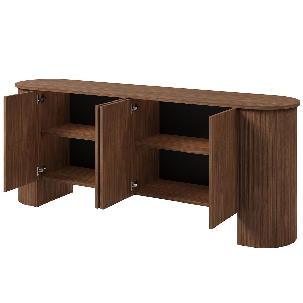 KOMMODE Carlo mit 1 Tür und 3 Schubladen, Push-To-Open, 200 cm, Walnuss - Walnussfarben, Holzwerkstoff (200/80/45cm) - Beautysofa