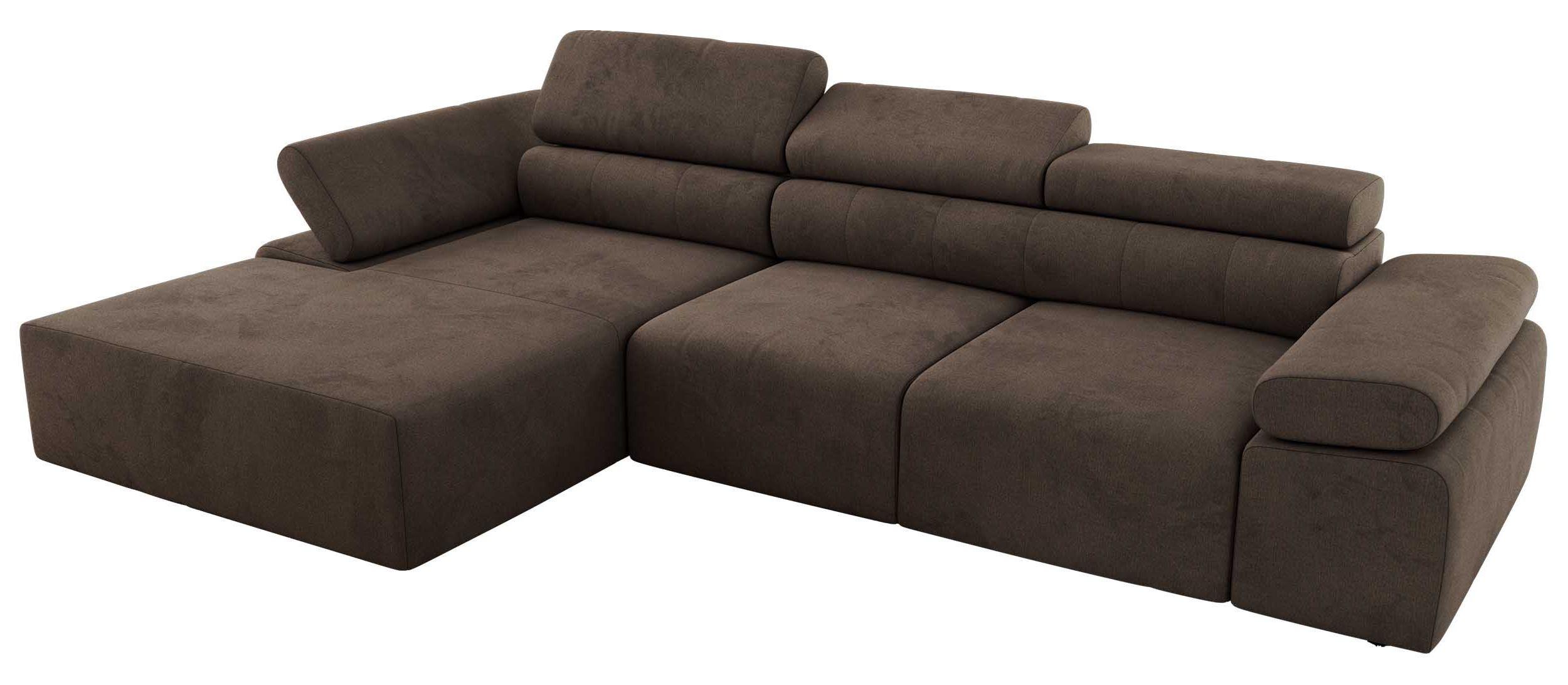 ECKSOFA RILASSO L Braun Velvet - links - Schwarz/Braun, Kunststoff/Textil (296/174cm) - MKS