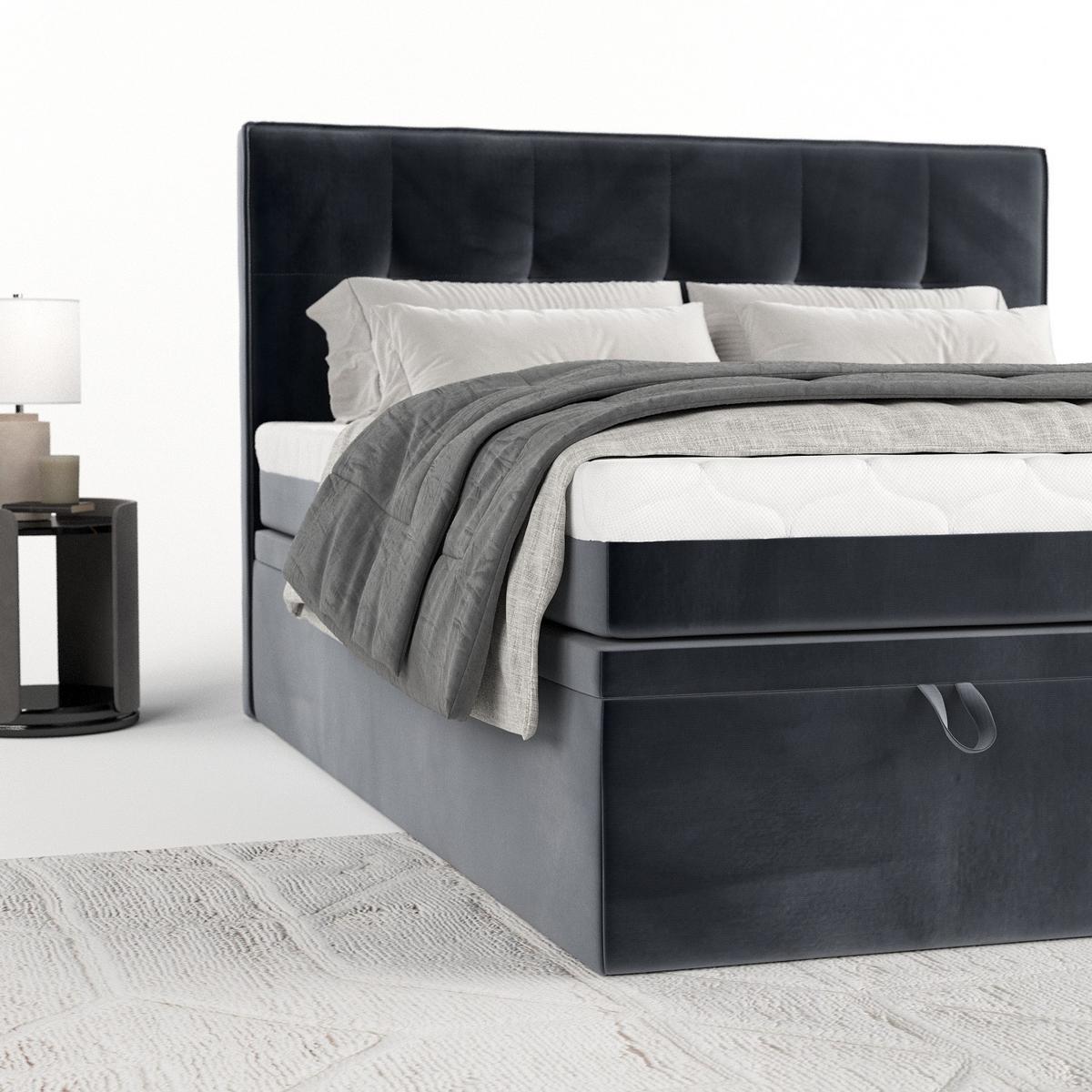 BOXBETT Arivo 180/200 cm Dunkelgrau im Kronos Stoff - Dunkelgrau/Schwarz, Holz/Holzwerkstoff (180/200cm) - AltaBeds