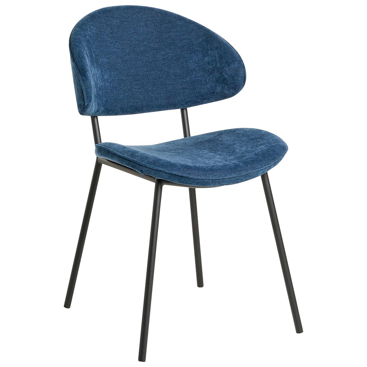 ESSZIMMERSTUHL 2er-Set Stoff Dunkelblau Kiana - Dunkelblau, Textil (50/81/59cm) - Beliani
