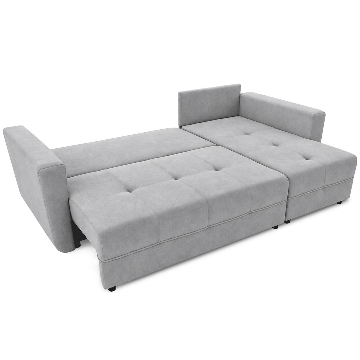 ECKSCHLAFSOFA Verona mit Bettkasten und universeller Ottomane 240 cm, Grau - Grau, Textil (240/148cm) - Beautysofa