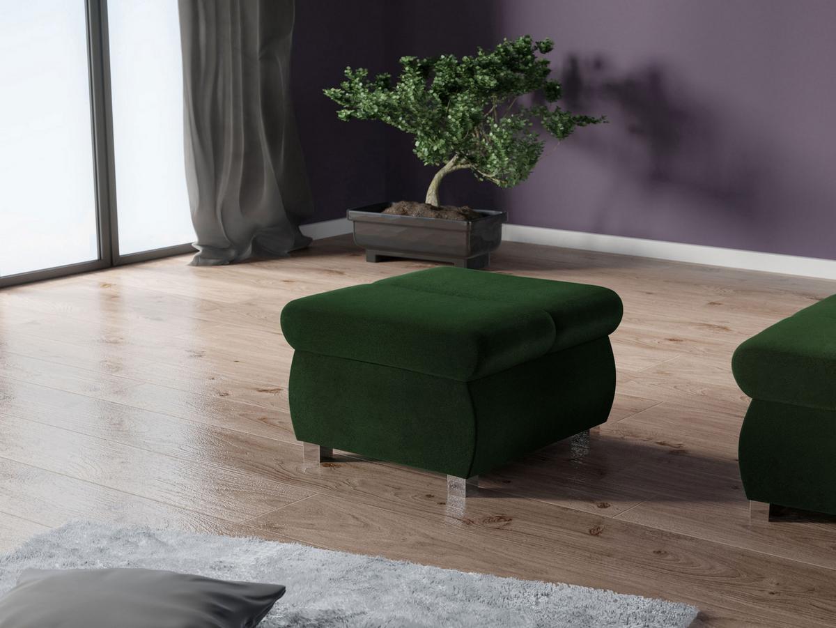 POLSTERHOCKER Bangkok Klein - Silberfarben/Grün, Holz/Kunststoff (60/39/60cm) - MIRJAN24