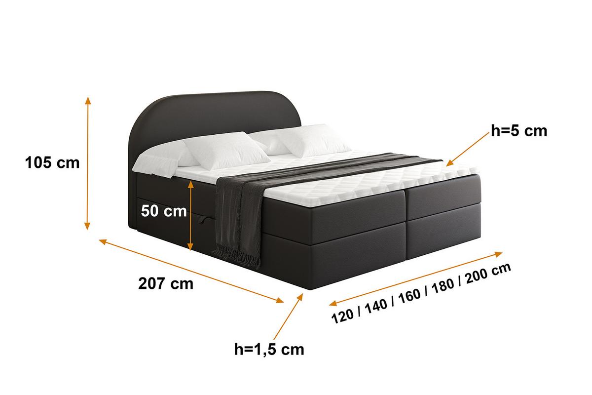 BOXBETT mit Matratze H4 und Lattenrost - NOX - 180x200 - Schwarz Kunstleder - Schwarz, Holzwerkstoff/Kunststoff (180/200cm) - ALTDECOR