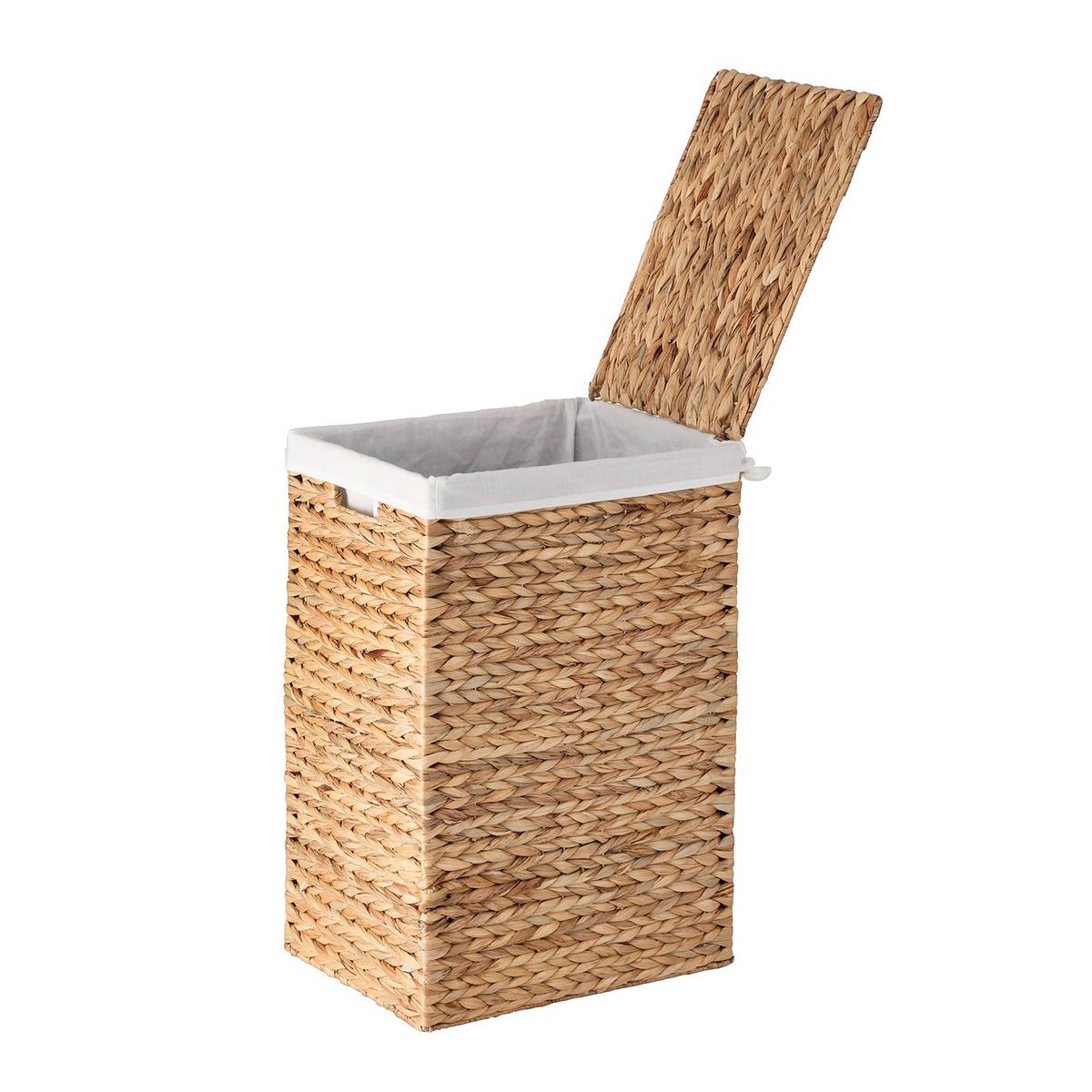 WASCHESAMMLER mit Deckel aus Wasserhyazinthe 30/60/40 cm - Beige, Naturmaterialien (30/60/42cm) - Calicosy