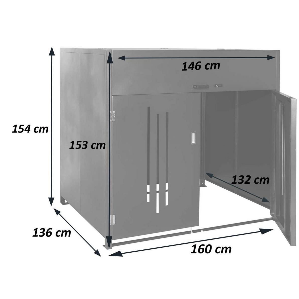 MÜLLCONTAINERVERKLEIDUNG Grau - Grau, Metall (160/154/136cm) - MCW