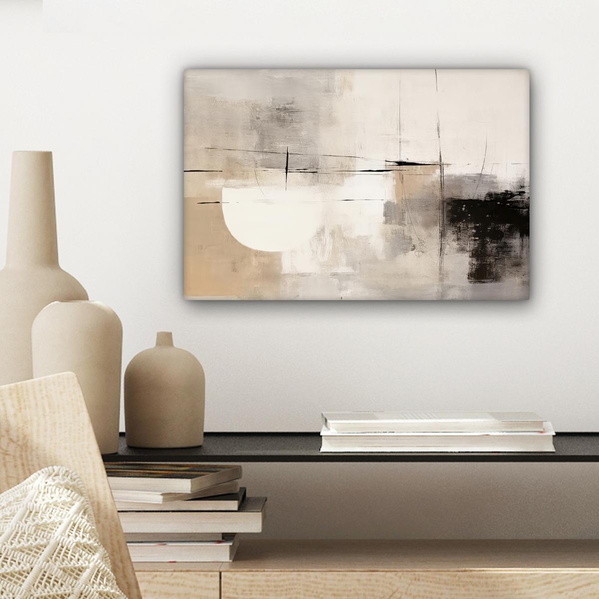 LEINWANDBILD Abstrakt - Kunst - Grau Deko Schlafzimmer 30x20 cm - Hellgrau, Textil (30/20cm) - MuchoWow