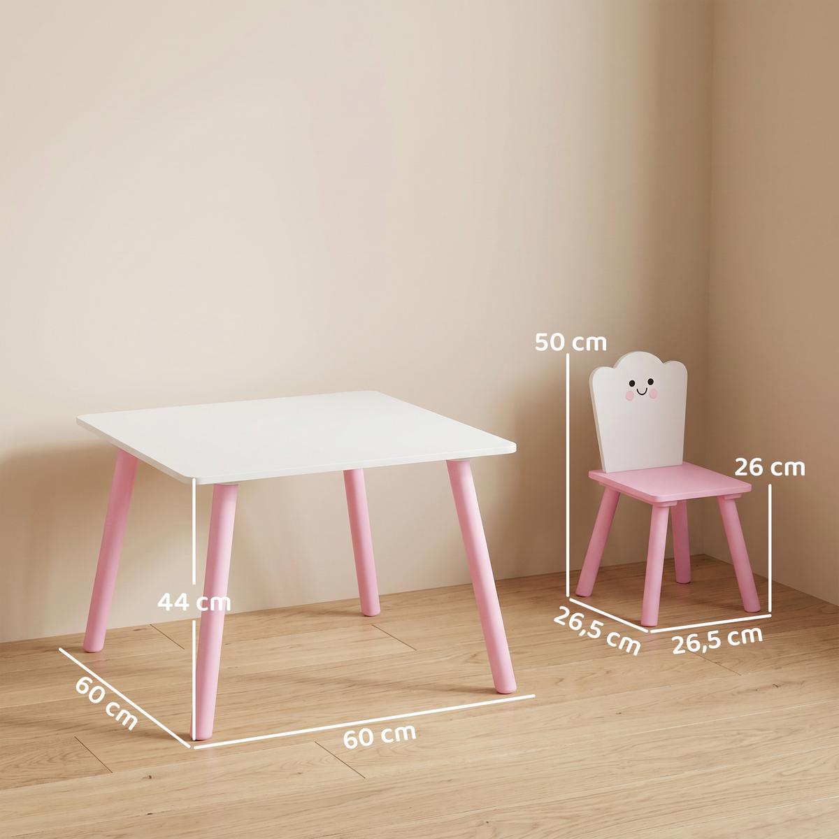 KINDERTISCH-UND-STUHL-SET MDF-Kiefernholz Rosa - Rosa, Holz/Holzwerkstoff (60/44/60cm) - AIYAPLAY