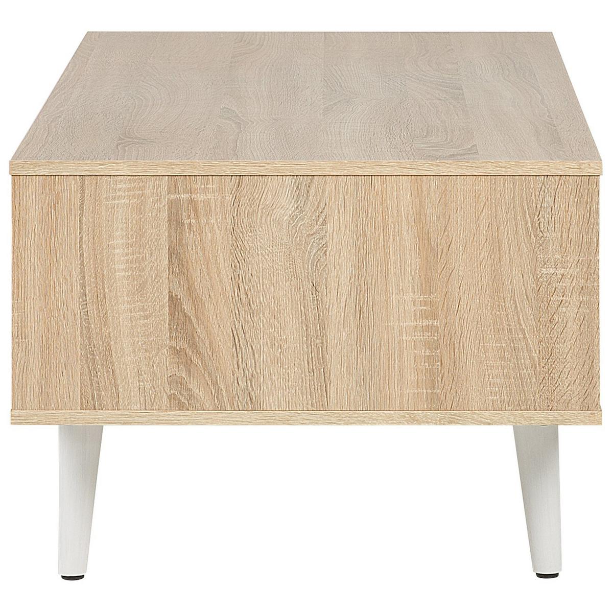 COUCHTISCH heller Holzfarbton/weiß rechteckig 60/120 cm Swansea - Hellbraun/Weiß, Holzwerkstoff (60/120/46cm) - Beliani