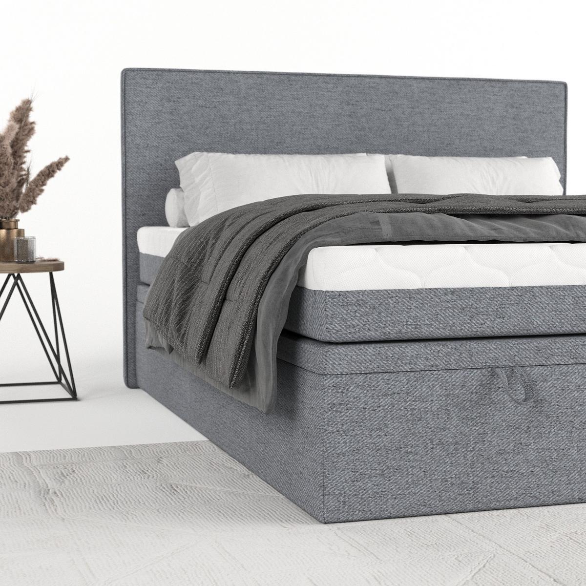 BOXBETT Zalla 160/200 cm Grau im Neve Stoff - Schwarz/Grau, Holz/Holzwerkstoff (160/200cm) - AltaBeds