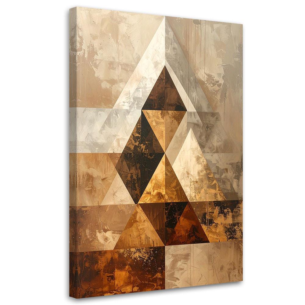 BILD auf Leinwand, Geometrische Dreiecke Abstrakt beige braun - Braun, Textil (20/30cm) - Feeby