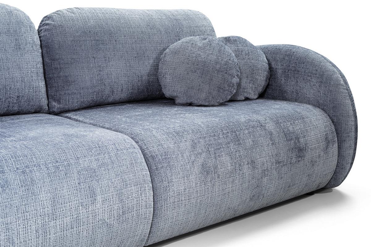 BETTSOFA CIMA Blau Chenille-Stoff mit Schlaffunktion - Blau, Holz (234/86/111cm) - MASSENO
