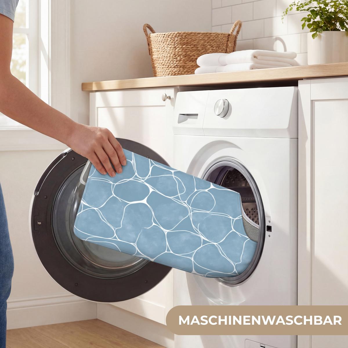 WC-VORLEGER Organisch - Muster - Blau Toilettenvorleger 55x60 cm - Hellblau, Textil (55/1cm) - OnlyWow