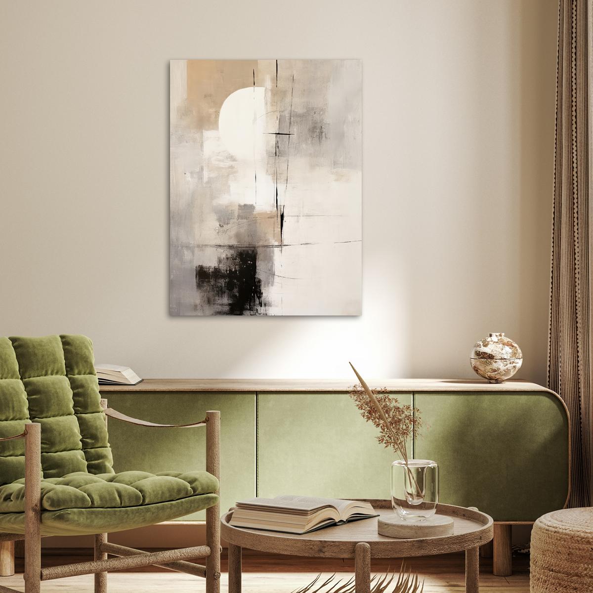 POSTER Abstrakt - Kunst - Grau Deko Wohnzimmer 60x80 cm - Hellgrau, Papier (60/80/0.1cm) - MuchoWow
