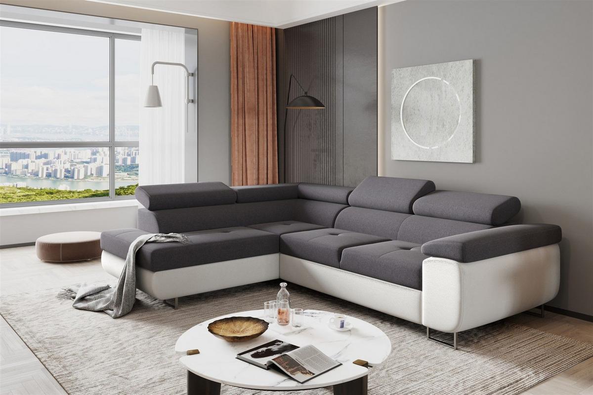 ECKSOFA Jade Mit Schlaffunktion - Dunkelgrau, Holzwerkstoff/Textil (202/275cm) - Fun Möbel