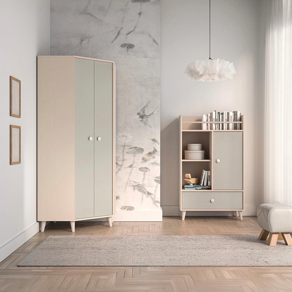 KLEIDERSCHRANK 2 Türen Alycia Beige - Grau - Holzeffekt - Beige, Holz (80/190/80cm) - Petits-meubles