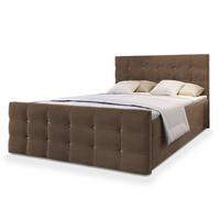 BOXBETT SLAT 160x200 cm mit Matratze und Topper - Braun - Braun, Holz (160/200cm) - MASSENO