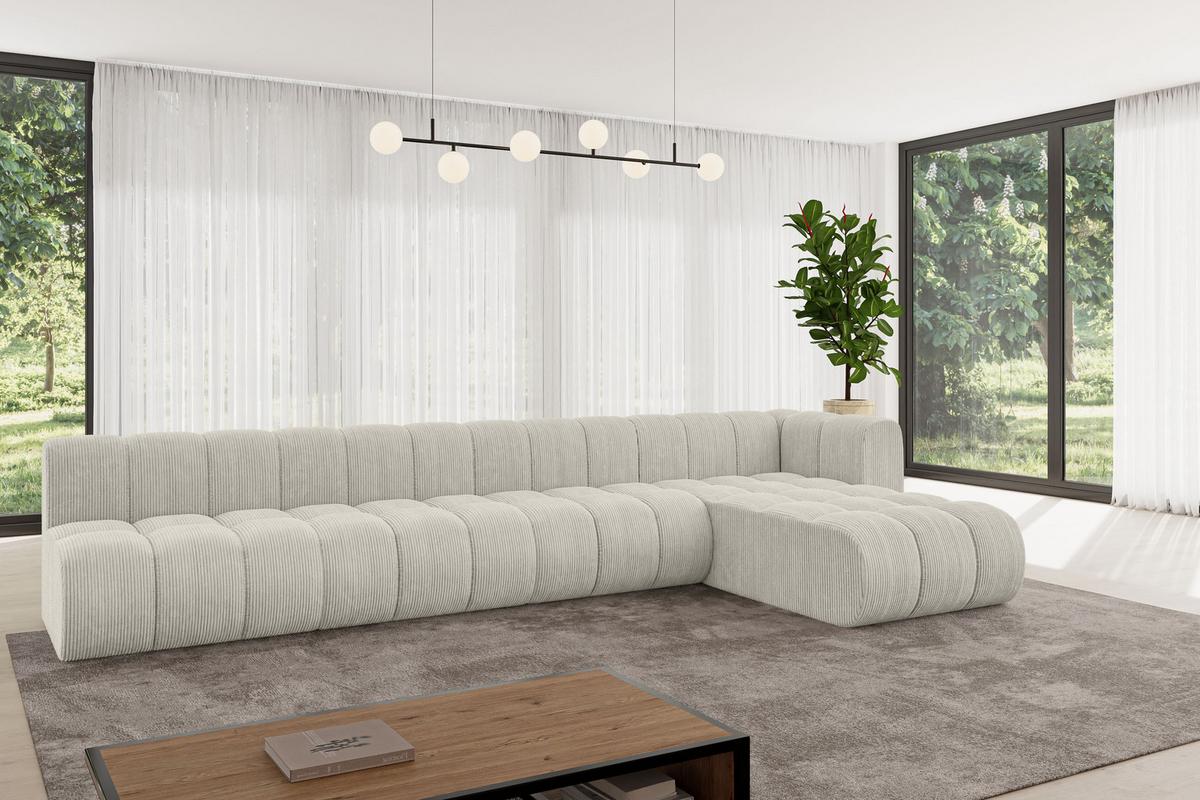 ECKSOFA modulares Sofa Darnel-L3 - 387x177x70 cm Creme - Hellgrau/Creme, Holzwerkstoff/Textil (387/177cm) - ALTDECOR