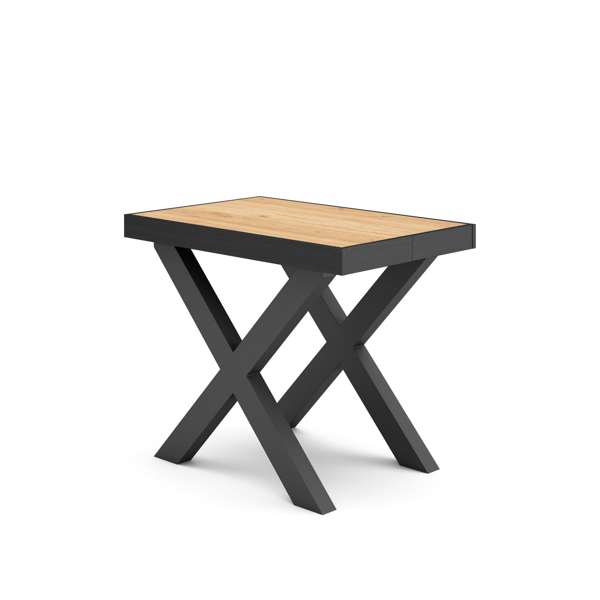KONSOLENTISCH ausziehbar 58 bis 222cm, für 10 Gäste, eiche, schwarz, 90/58/73cm - Multicolor/Schwarz, Holzwerkstoff (90/222/73cm) - Skraut Home