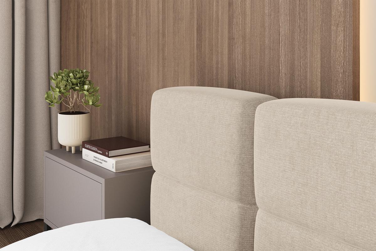 POLSTERBETT mit Bettkasten und Lattenrost, Bett mit Kopfteil, Boxbett ohne Matratze, Doppelbett mit Stauraum - NATA-v1 200x200 Beige - Cappuccino, Holzwerkstoff/Textil (200/200cm) - ALTDECOR