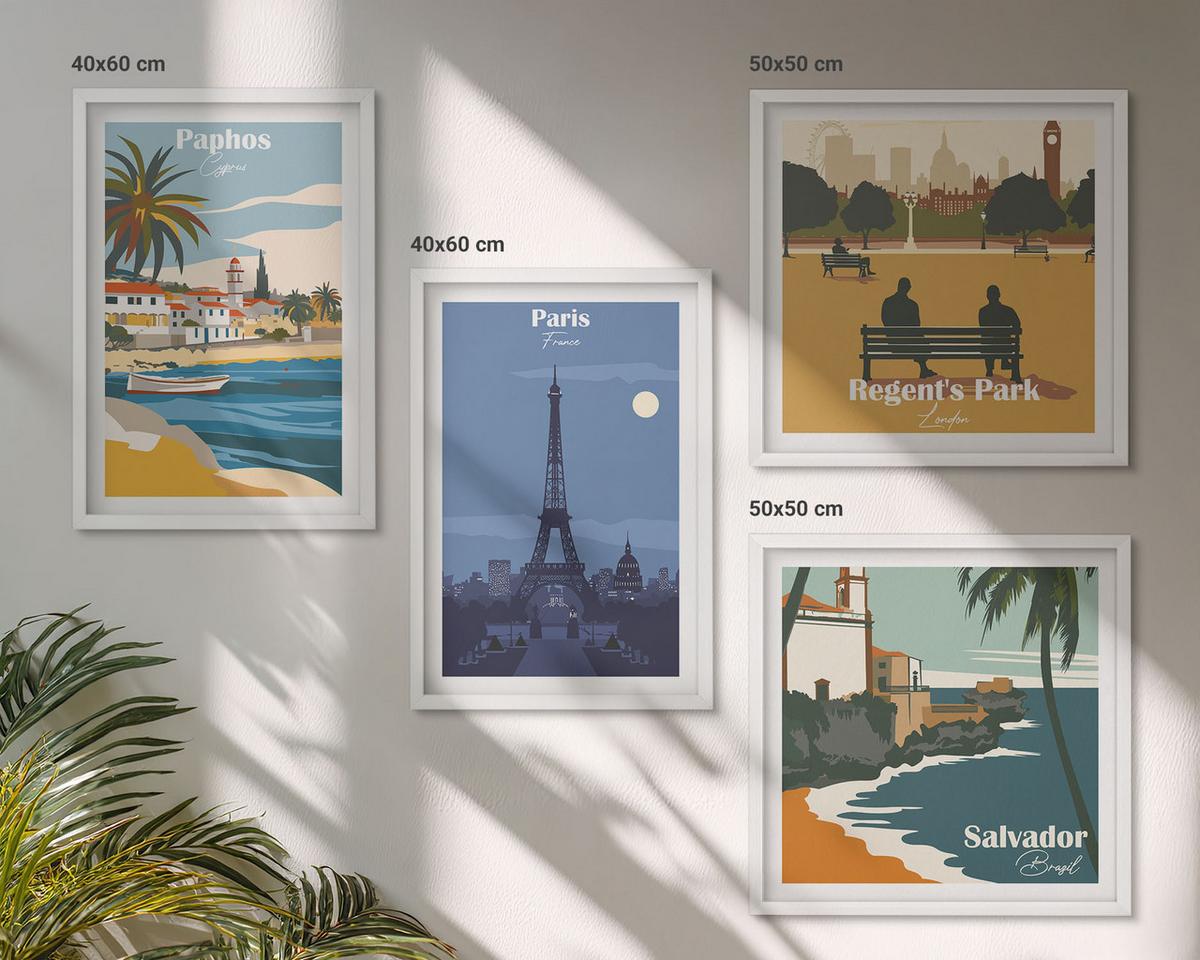 BILDER SET 4er Set - 50x50 cm & 40x60 cm Weißer Rahmen - Architektur der Küstenstädte - Weiß, Kunststoff (50/50cm) - TULUP