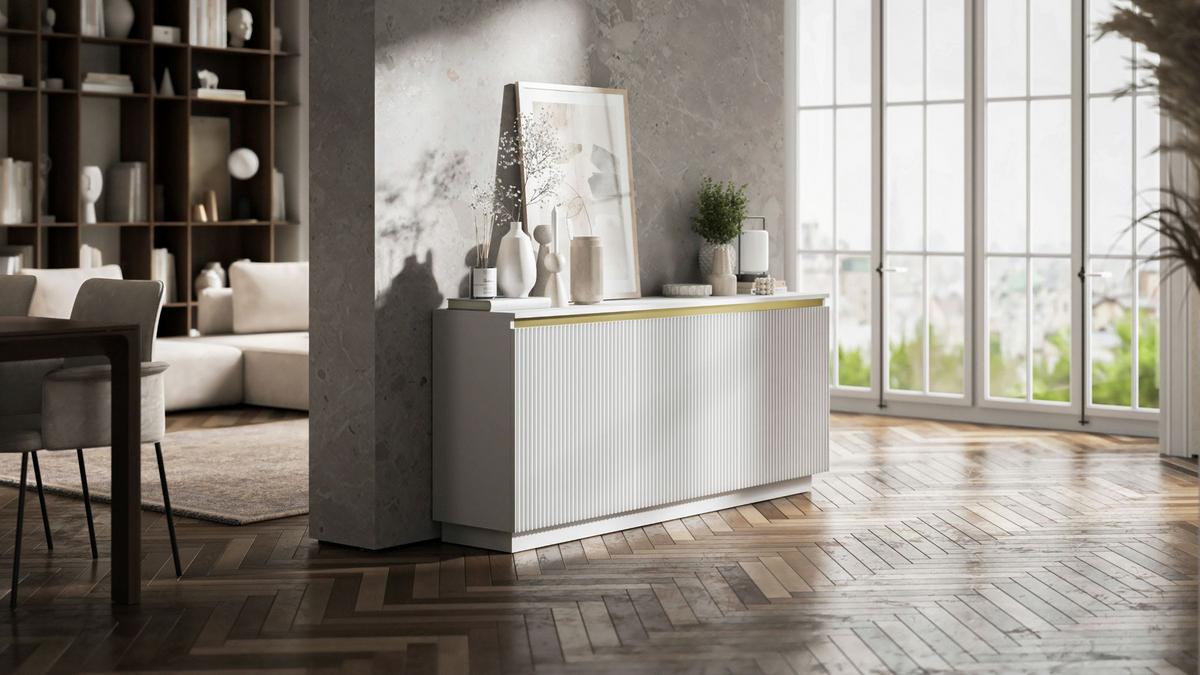 KOMMODE Selene 3D Weiß Matt Glamour 167 cm - Weiß, Holzwerkstoff (166.8/71.4/35cm) - Meble Lindner