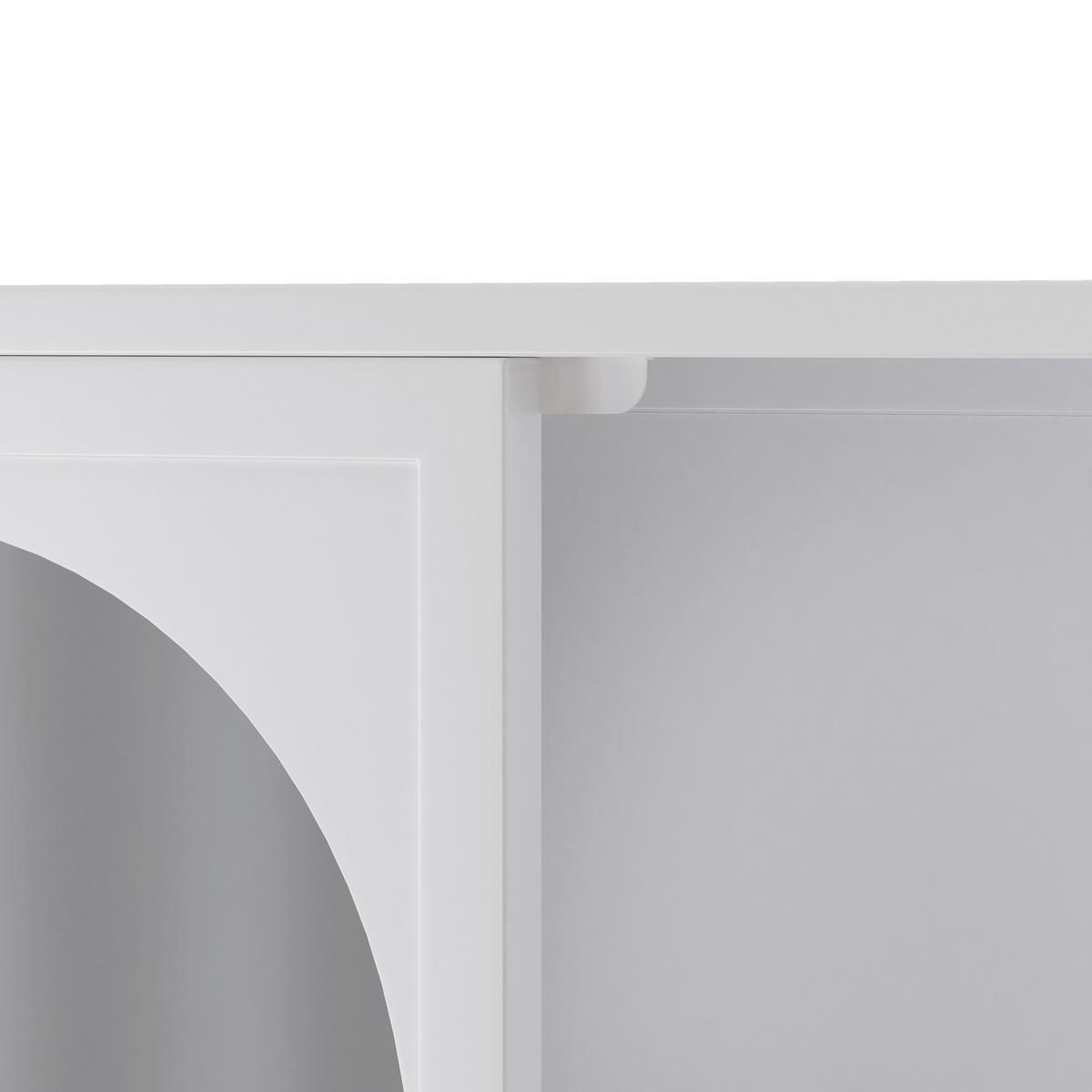 WANDSCHRANK 120cm Metall 4 Türen Graues Glas - Weiß, Metall (120/70/23cm) - Urban Meuble