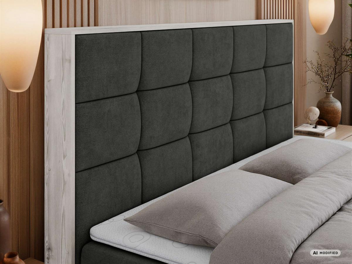 BOXBETT ALNOR 180/200 Dunkelgrau Stukture - Topper Visco - H3 - Dunkelgrau/Schwarz, Kunststoff/Textil (180/200cm) - MKS