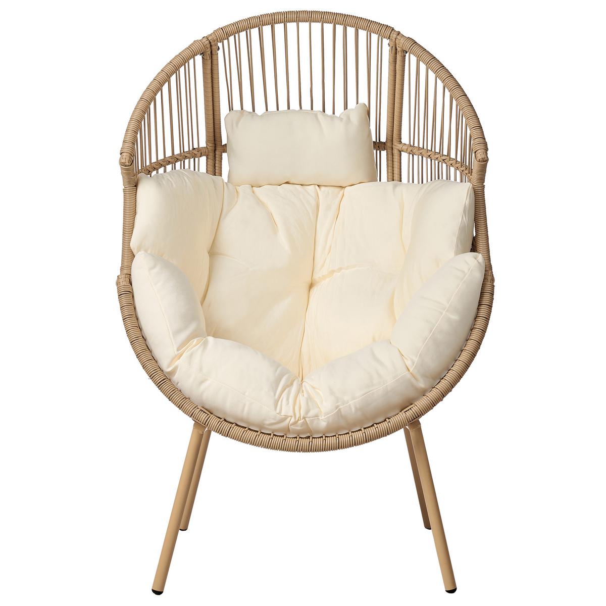GARTENSESSEL Beige Murano - Beige/Naturfarben, Kunststoff (89/130/93cm) - Beliani