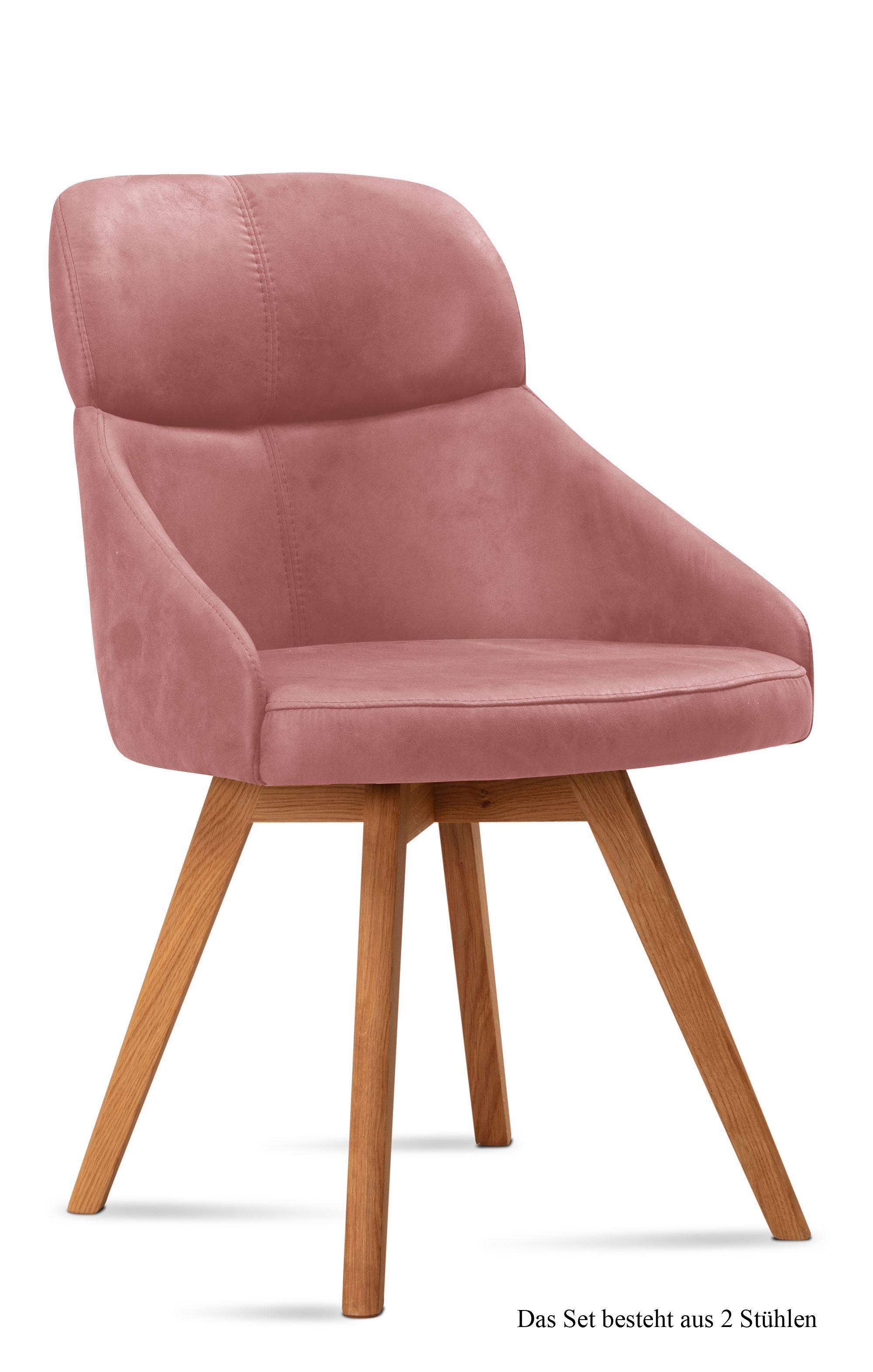 ESSZIMMERSTUHL (2er-Set) Donna 52x82x63 Eiche geölt/Rosewood - Eichefarben/Dunkelrosa, Kunststoff (63/82/52cm) - 58aufmkessel