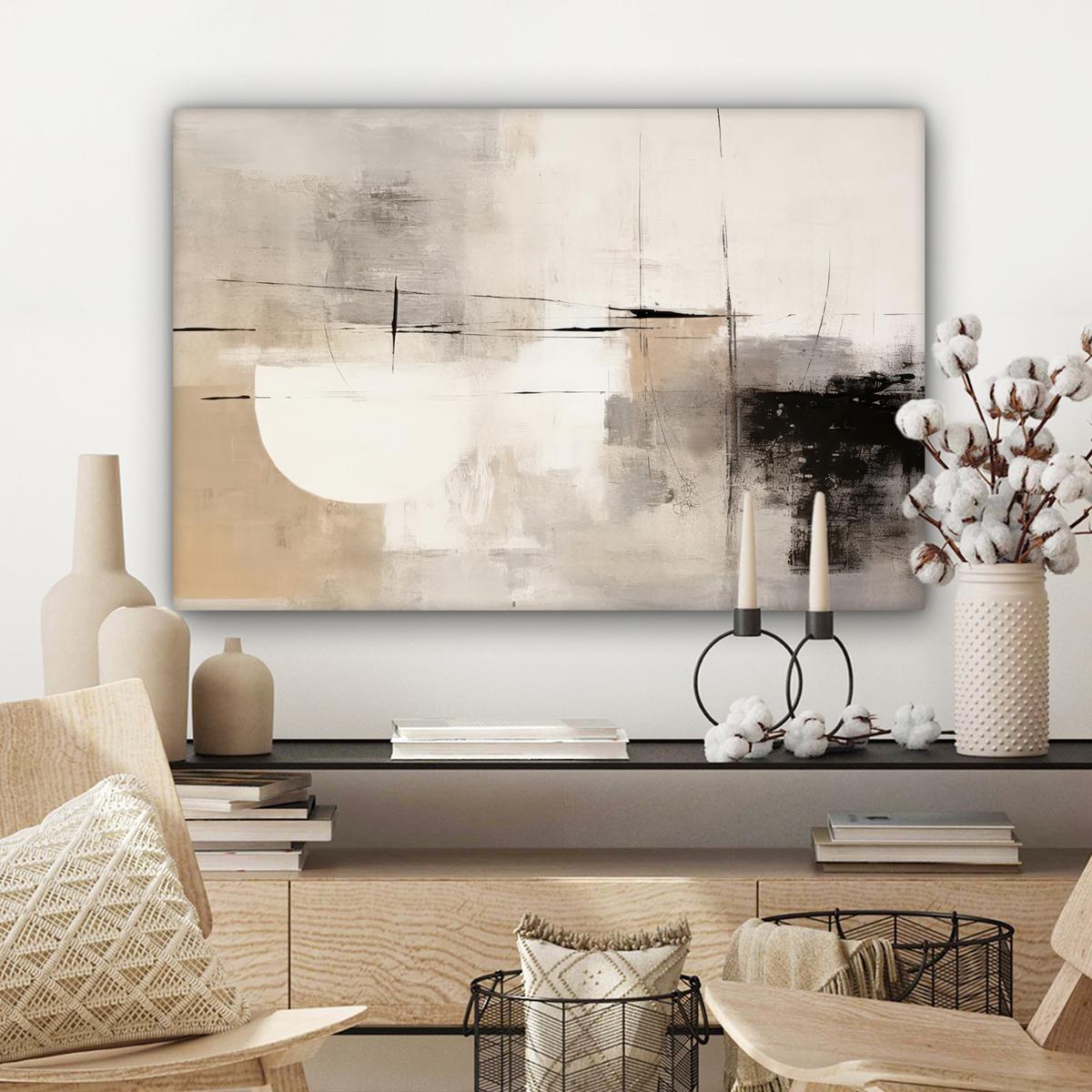 LEINWANDBILD Abstrakt - Kunst - Grau Gemälde 60x40 cm - Hellgrau, Textil (60/40cm) - MuchoWow