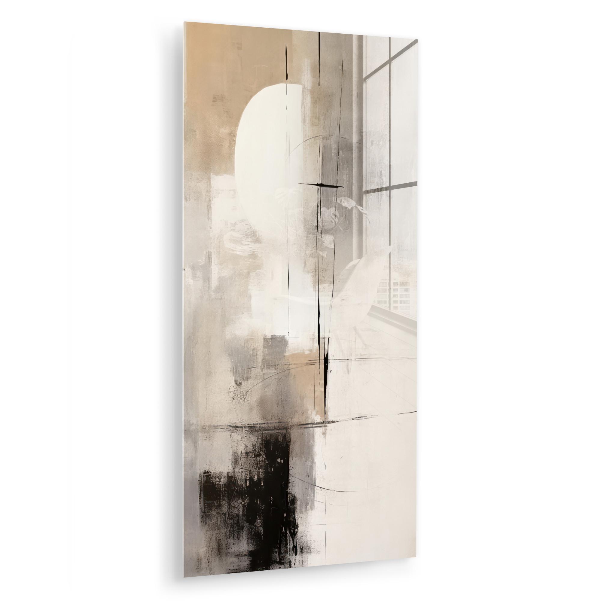 ACRYLGLASBILD Abstrakt - Kunst - Grau 60x120 cm - Hellgrau, Glas (60/120cm) - MuchoWow