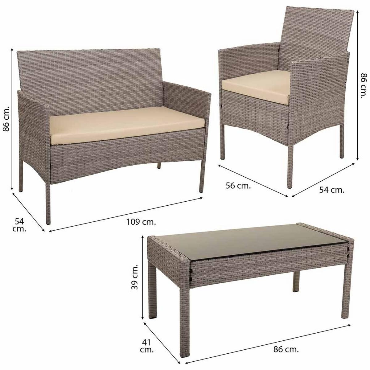 TISCH, SOFA und SESSEL, 4-tlg, grau - Grau, Naturmaterialien - Wanderlust