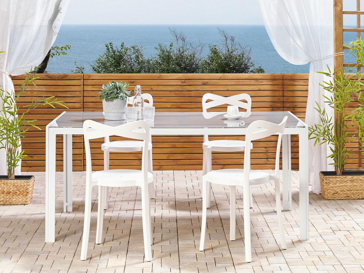 GARTENSTÜHLE 4er-Set Kunststoff weiß Camogli - Weiß, Kunststoff (38/80/40cm) - Beliani