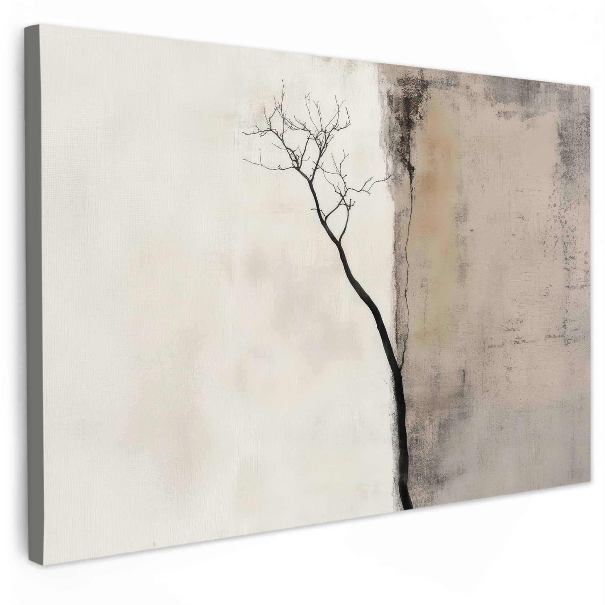 LEINWANDBILD Wabi sabi - Pflanze - Beige Wanddeko 90x60 cm - Taupe, Textil (90/60cm) - MuchoWow