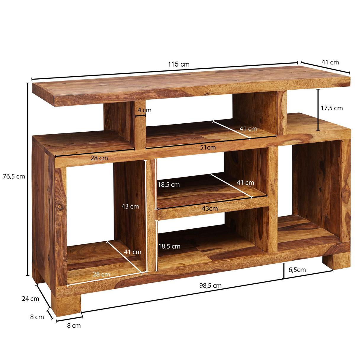 SIDEBOARD – Mango Massivholz, 115x76x40 cm, mit Fächern - Braun, Holz (115/76/40cm) - KADIMA DESIGN