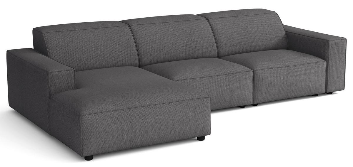 ECKSOFA Sellmo 287 cm - Dunkelgrau/Schwarz, Kunststoff/Textil (292/166cm) - Selsey