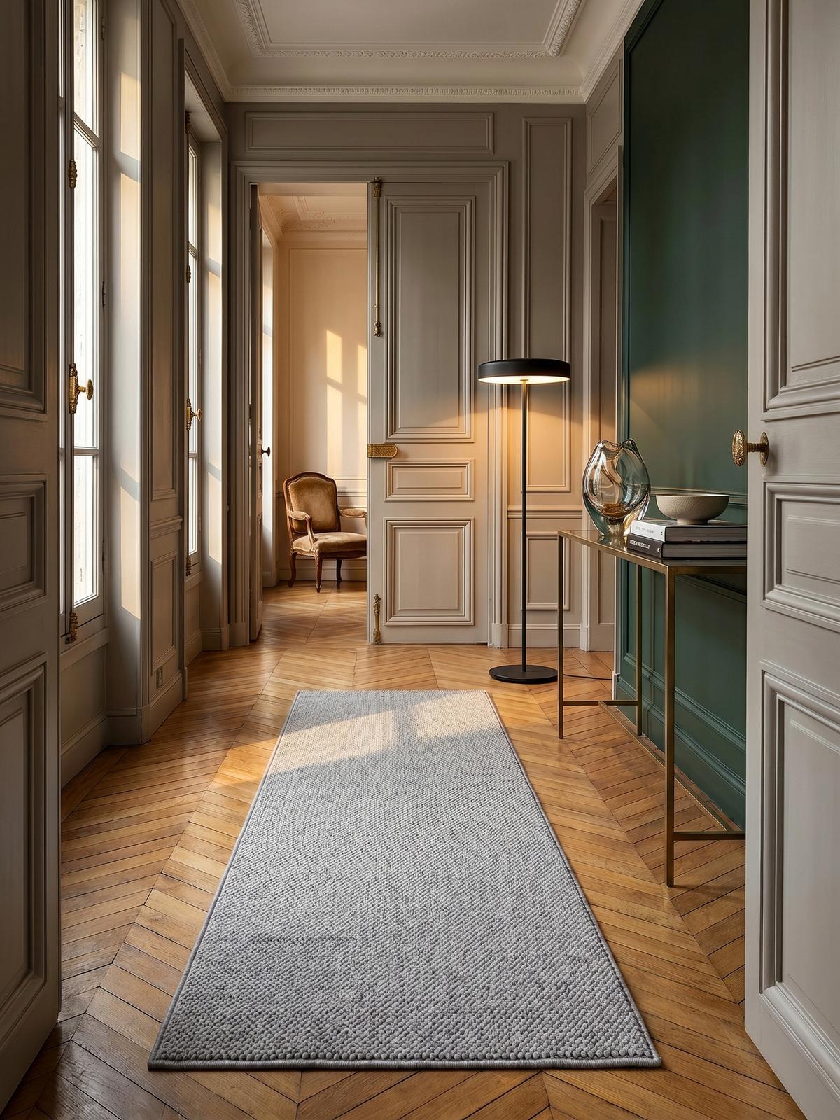TEPPICH Flachgewebe LANGAU in Silber, meliert, 80 x 250 cm - Silberfarben, Textil (250/80cm) - KADIMA DESIGN