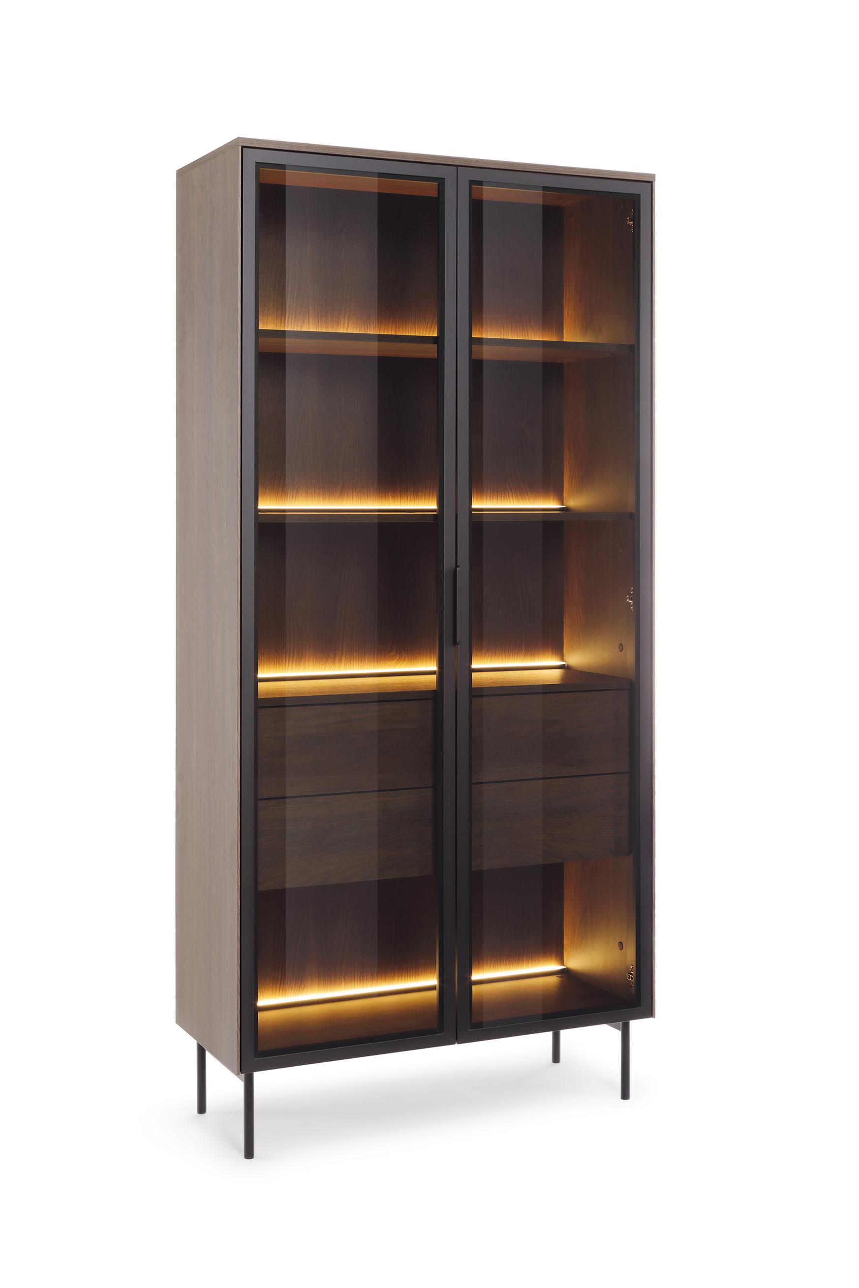 VITRINE GLORIA 194,6 / 91,5 cm in Eichefarben - Eichefarben, Holzwerkstoff (91.5/194.6/39.3cm) - MASSENO