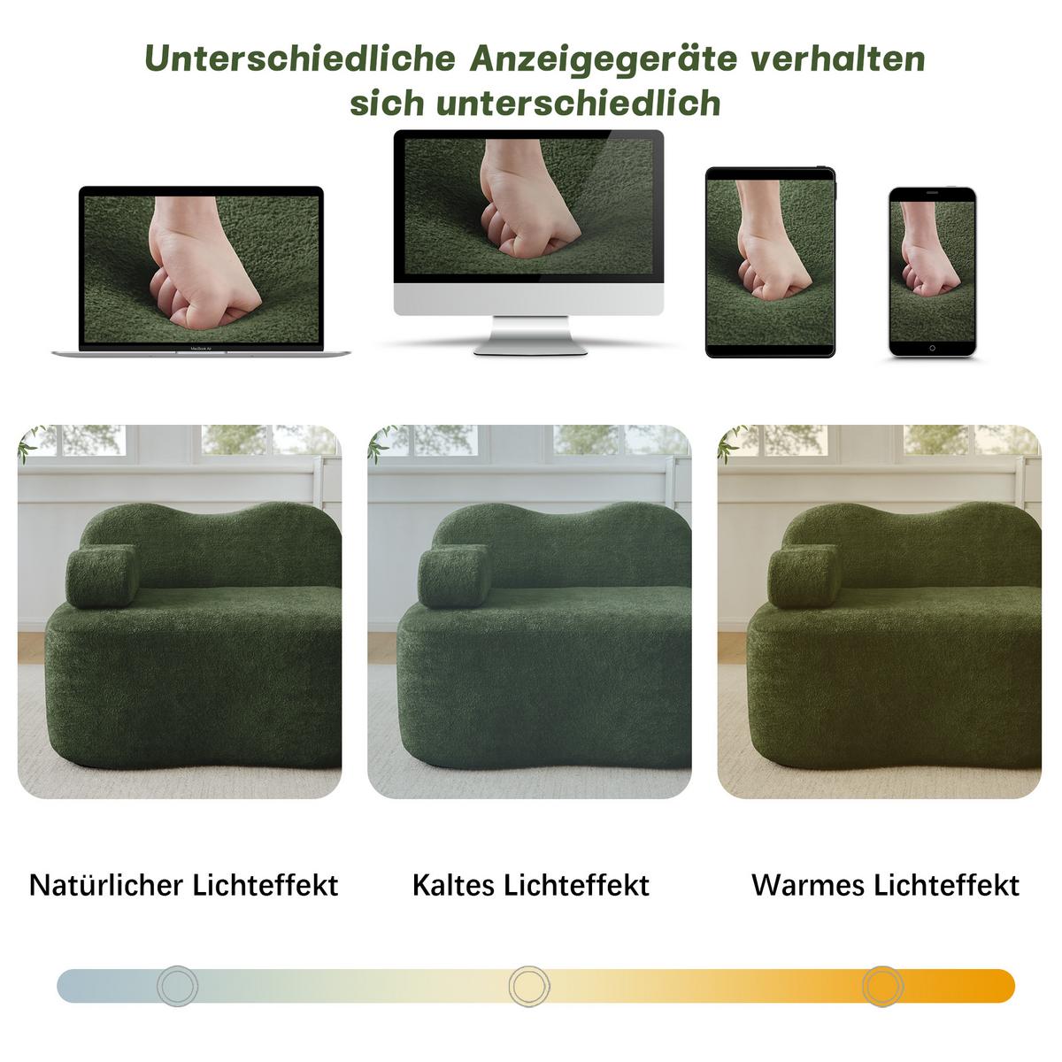 ECKSOFA L-Form Boneless Samt mit Ottoman - Grün, Textil (288/167cm) - Urban Meuble