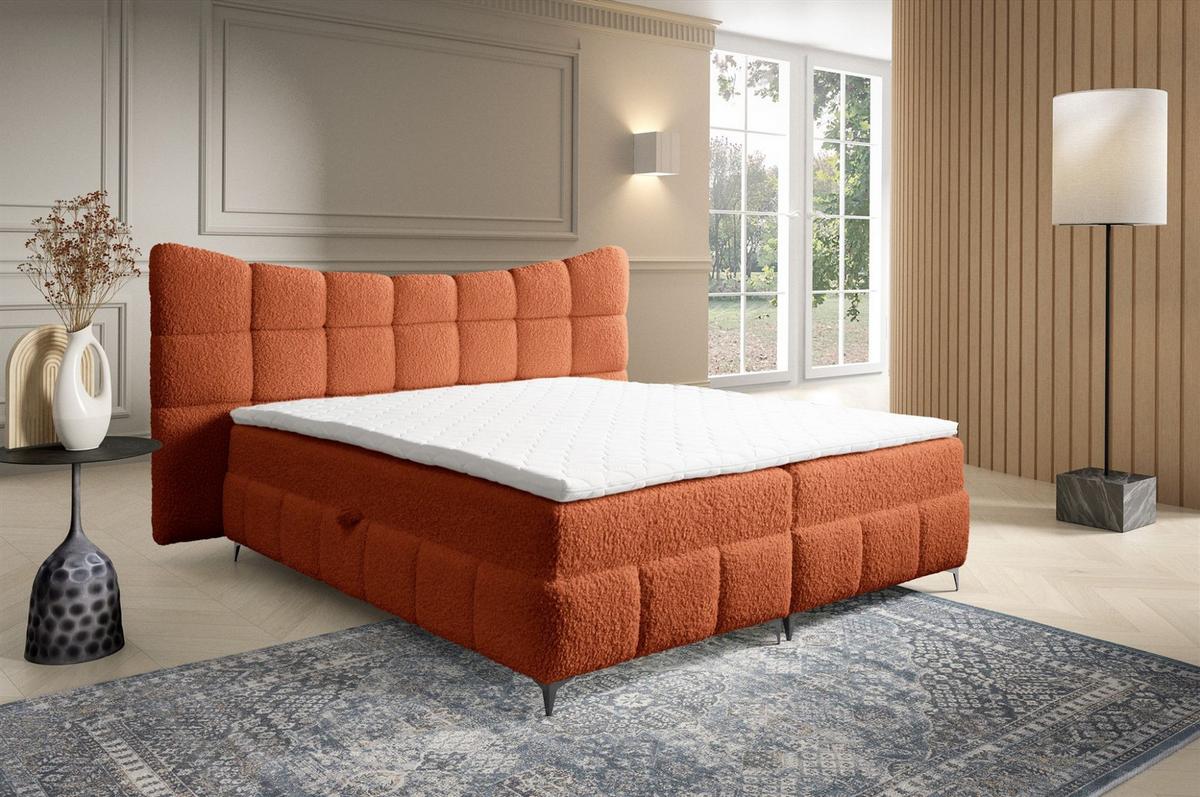 BOXBETT Nova In Rolf - Rotbraun, Holzwerkstoff/Textil (160/200cm) - Fun Möbel