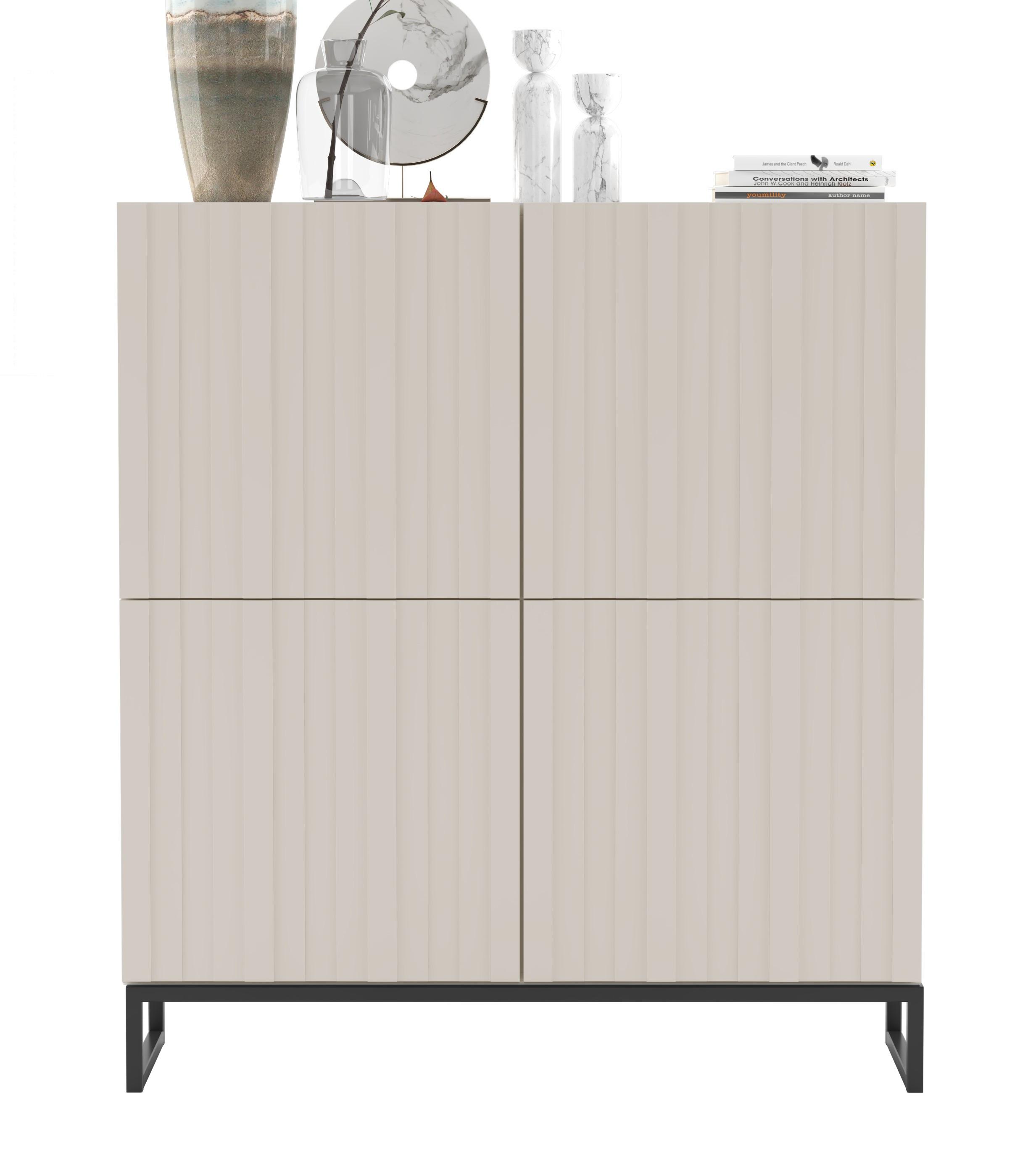 KOMMODE Elpis 4D Kaschmir Matt mit metallrahmen Glamour 112 cm - Kaschmir, Holzwerkstoff (112/126/36.5cm) - Meble Lindner
