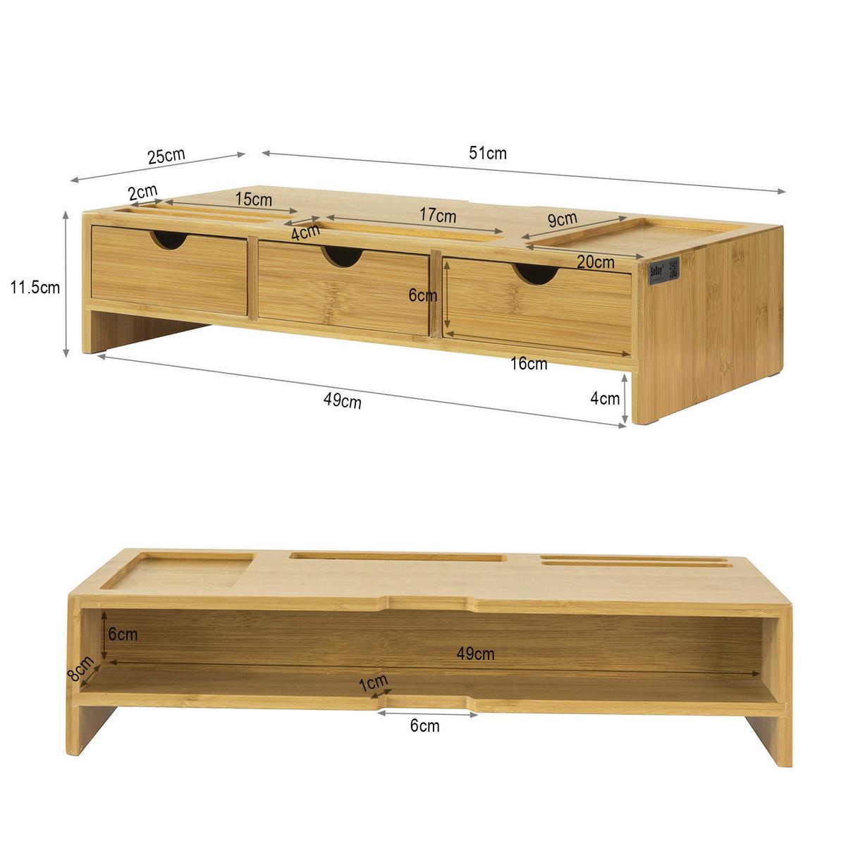 MONITORSTÄNDER mit Schubladen BBF03-N - Ahornfarben, Fell (25/51/11.5cm) - SoBuy