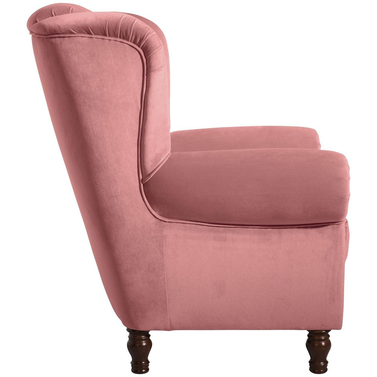 OHRENBACKENSESSEL Katreen Bezug Samtvelours Buche nussbaum dunkel / rosé - Rosa, Kunststoff (91/101/90cm) - 58aufmkessel