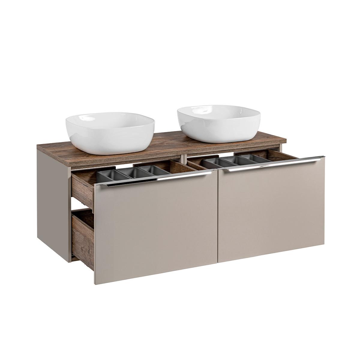 BADMÖBEL 120cm Éros 2er-Set Taupe - Taupe, Holzwerkstoff (120/48/46cm) - Petits-meubles