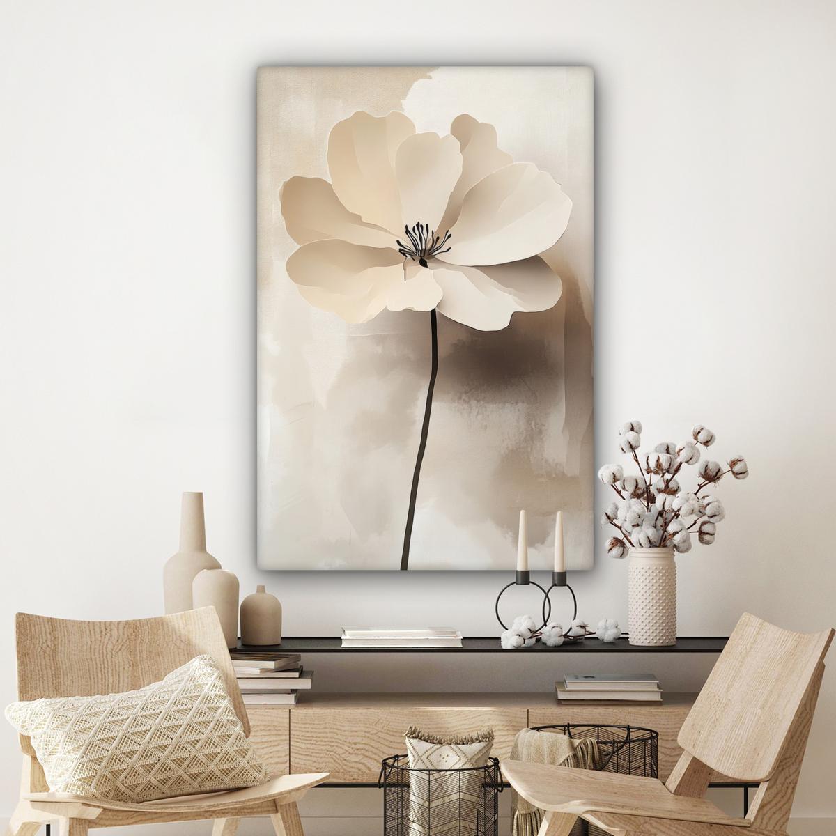 LEINWANDBILD Blume - Beige - Farbe - Schatten Deko XXL 80x120 cm - Creme, Textil (80/120cm) - MuchoWow