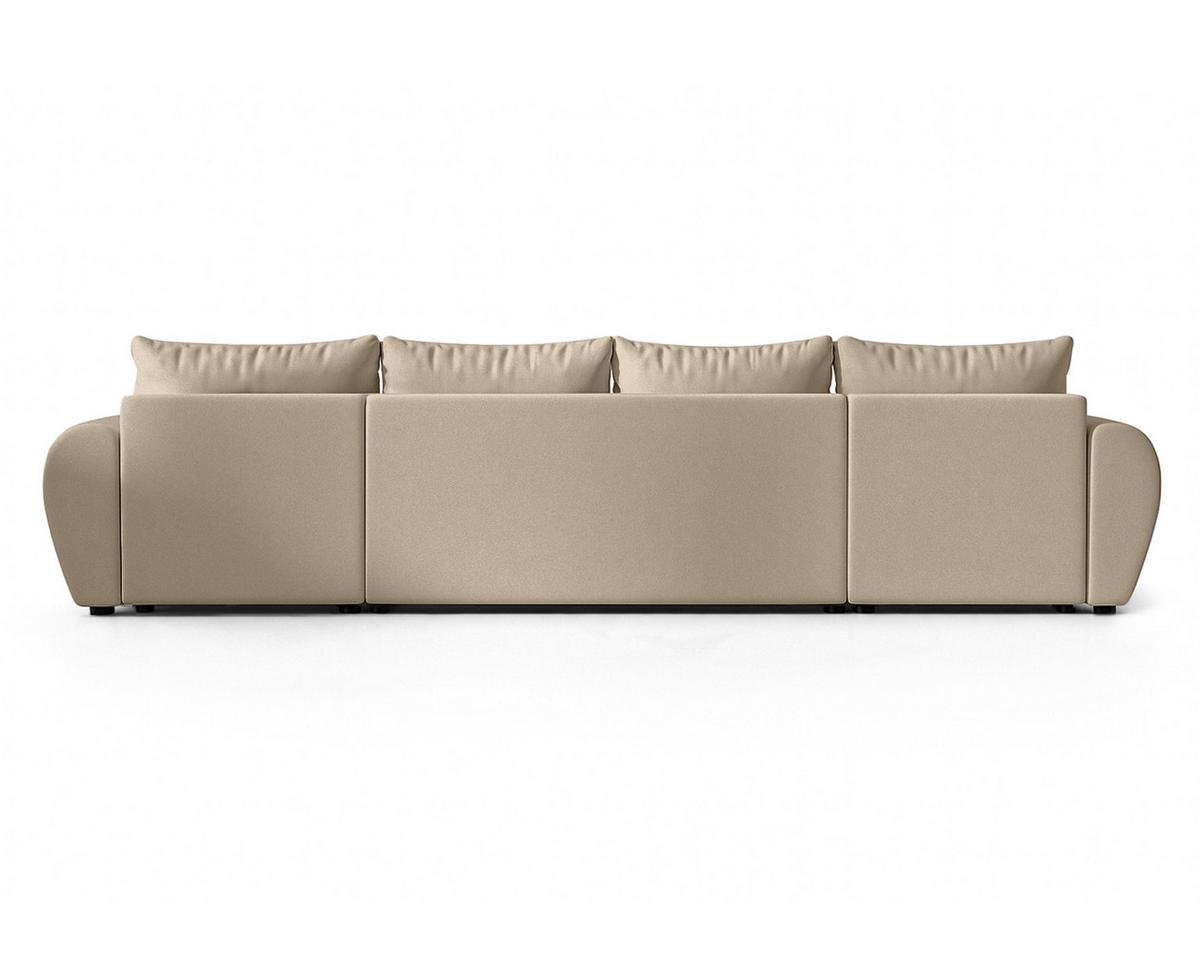WOHNLANDSCHAFT Malatya U Form Hellbraun 311/145/80 cm mit Schlaffunktion - Hellbraun/Schwarz, Kunststoff/Textil (311/80/145cm) - AX Living